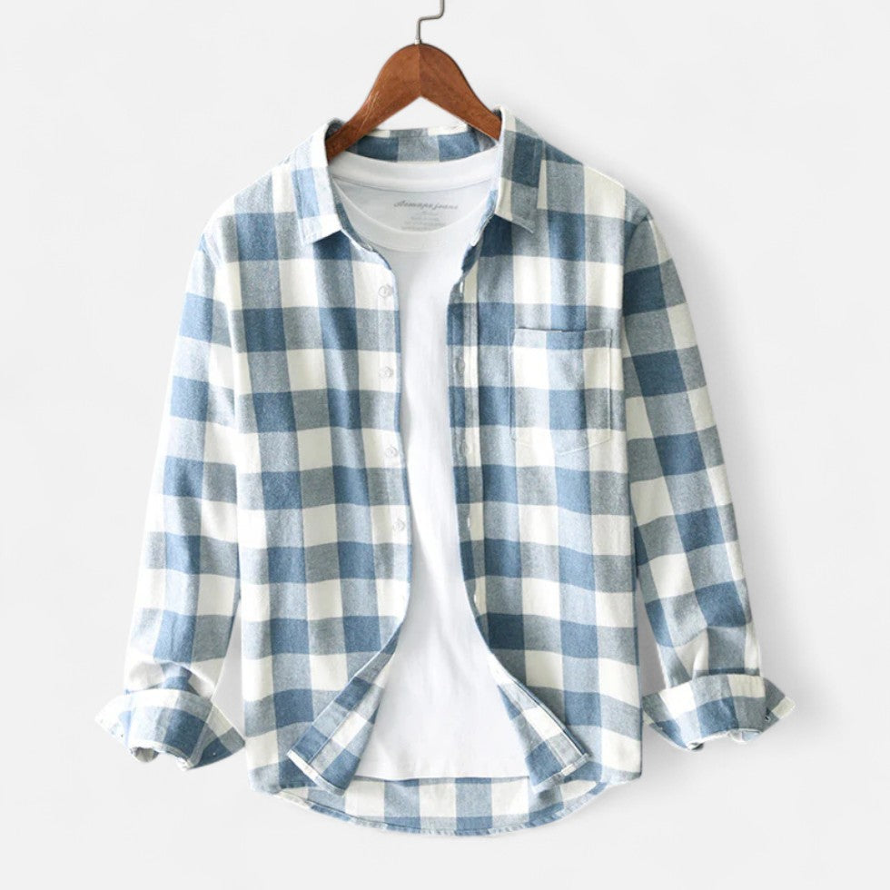 Men's Buffalo Check Flannel Button-Up Shirt