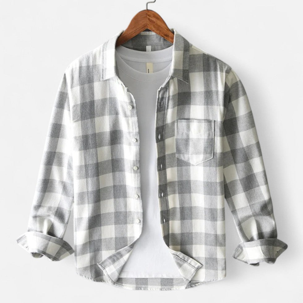 Men's Buffalo Check Flannel Button-Up Shirt