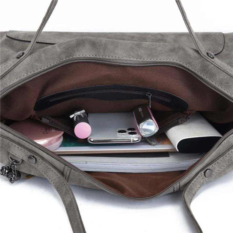 Tote Bag in Faux Leather with Tasseled Crossbody Strap