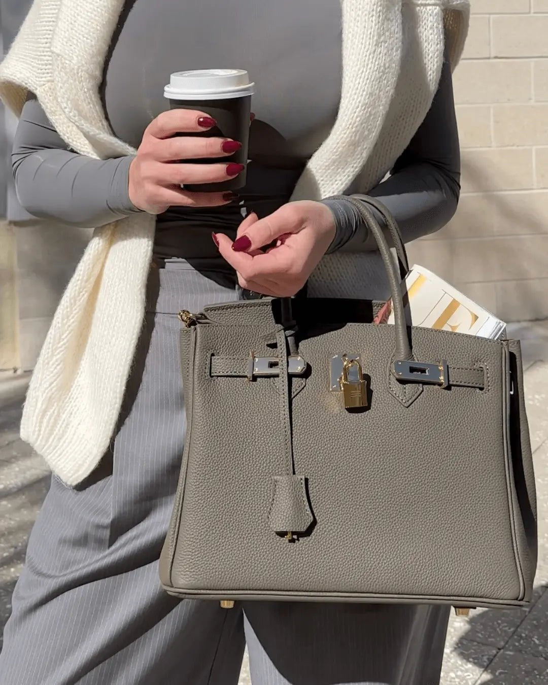 Top-Handle Tote Bag with Padlock Detail