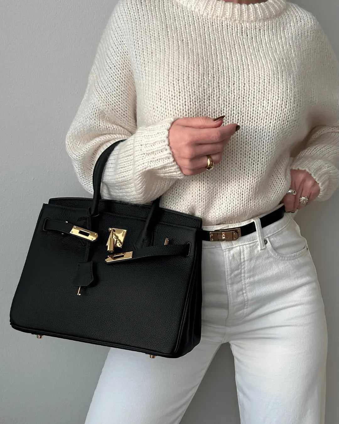 Top-Handle Tote Bag with Padlock Detail