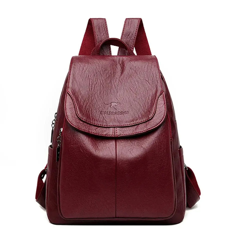 Backpack in Faux Leather with Anti-Theft Back Zip