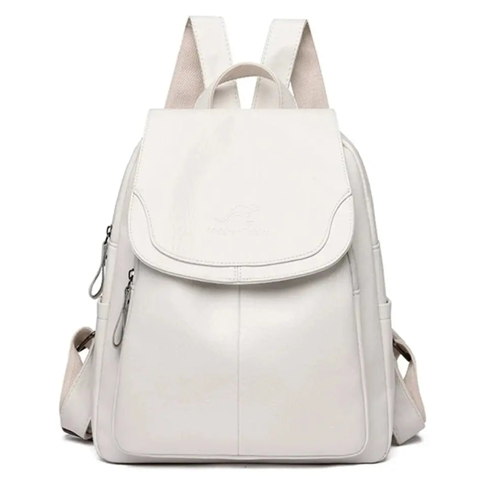 Backpack in Faux Leather with Anti-Theft Back Zip