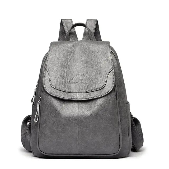 Backpack in Faux Leather with Anti-Theft Back Zip