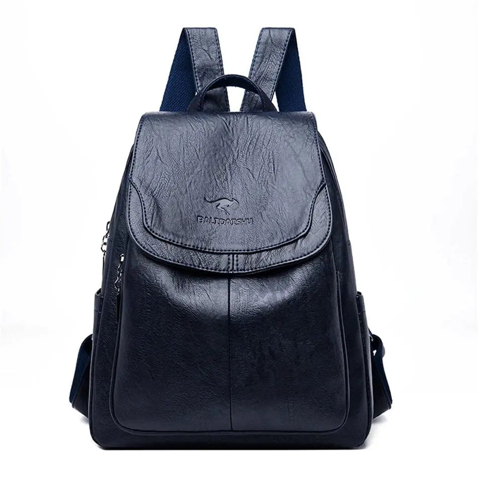 Backpack in Faux Leather with Anti-Theft Back Zip