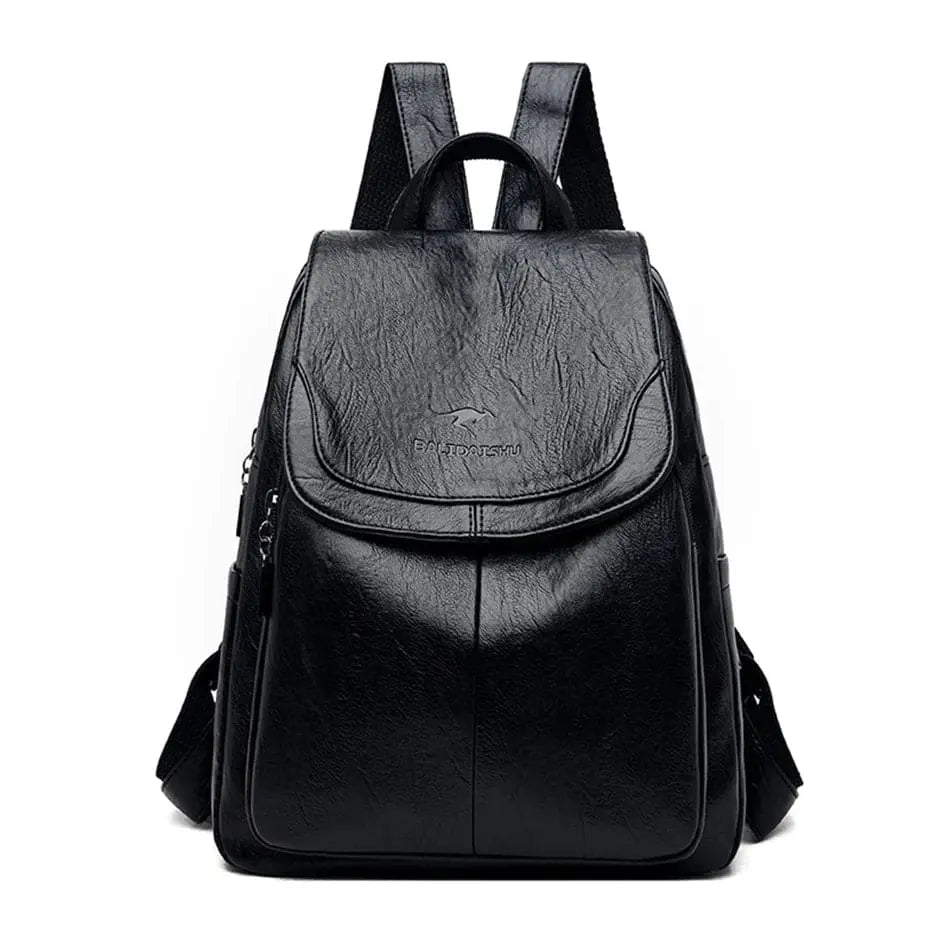 Backpack in Faux Leather with Anti-Theft Back Zip