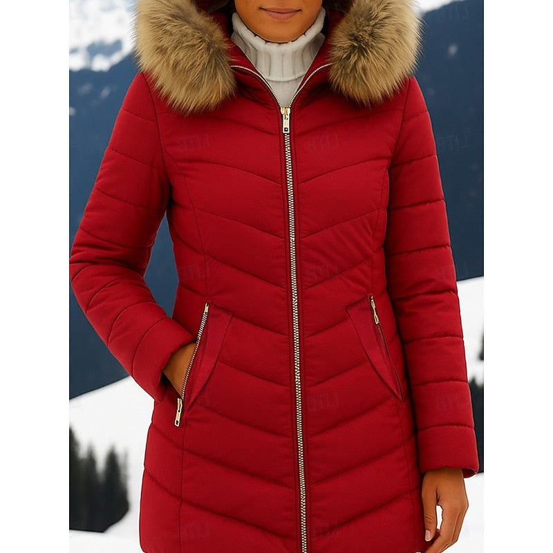 Parka matelassée pour femme avec capuche en fausse fourrure