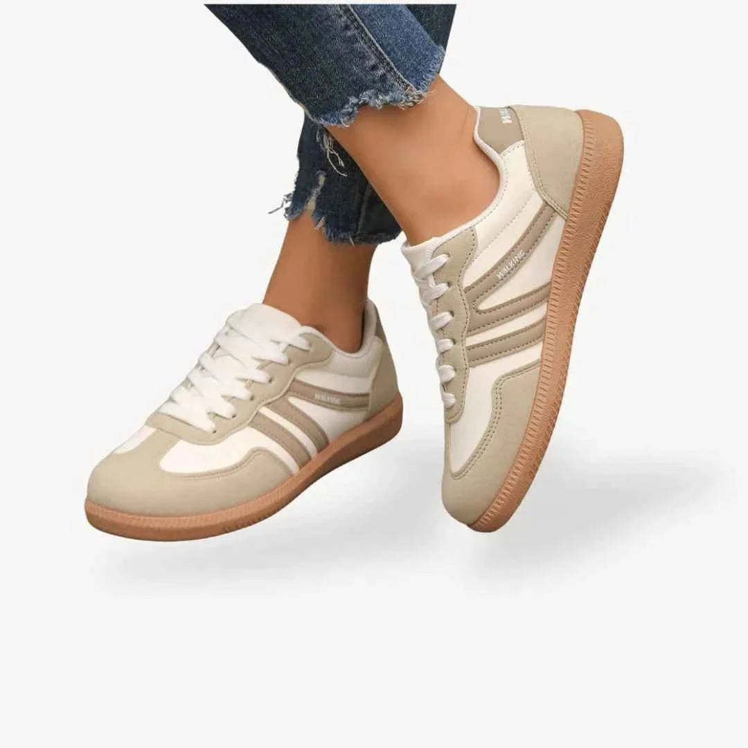 Panelled Sneakers with Lace-Up Front and Gum Sole