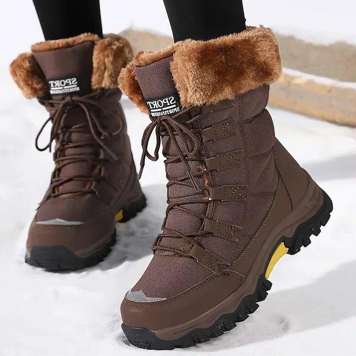 Bottes de neige imperméables pour femme | Bottes d'hiver à lacets doublées en fourrure