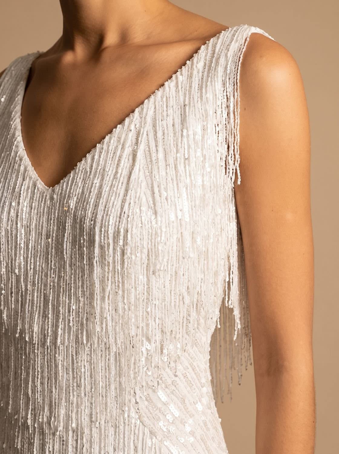 Women's Sequin Fringe Mini Dress | V-Neck Party Dress