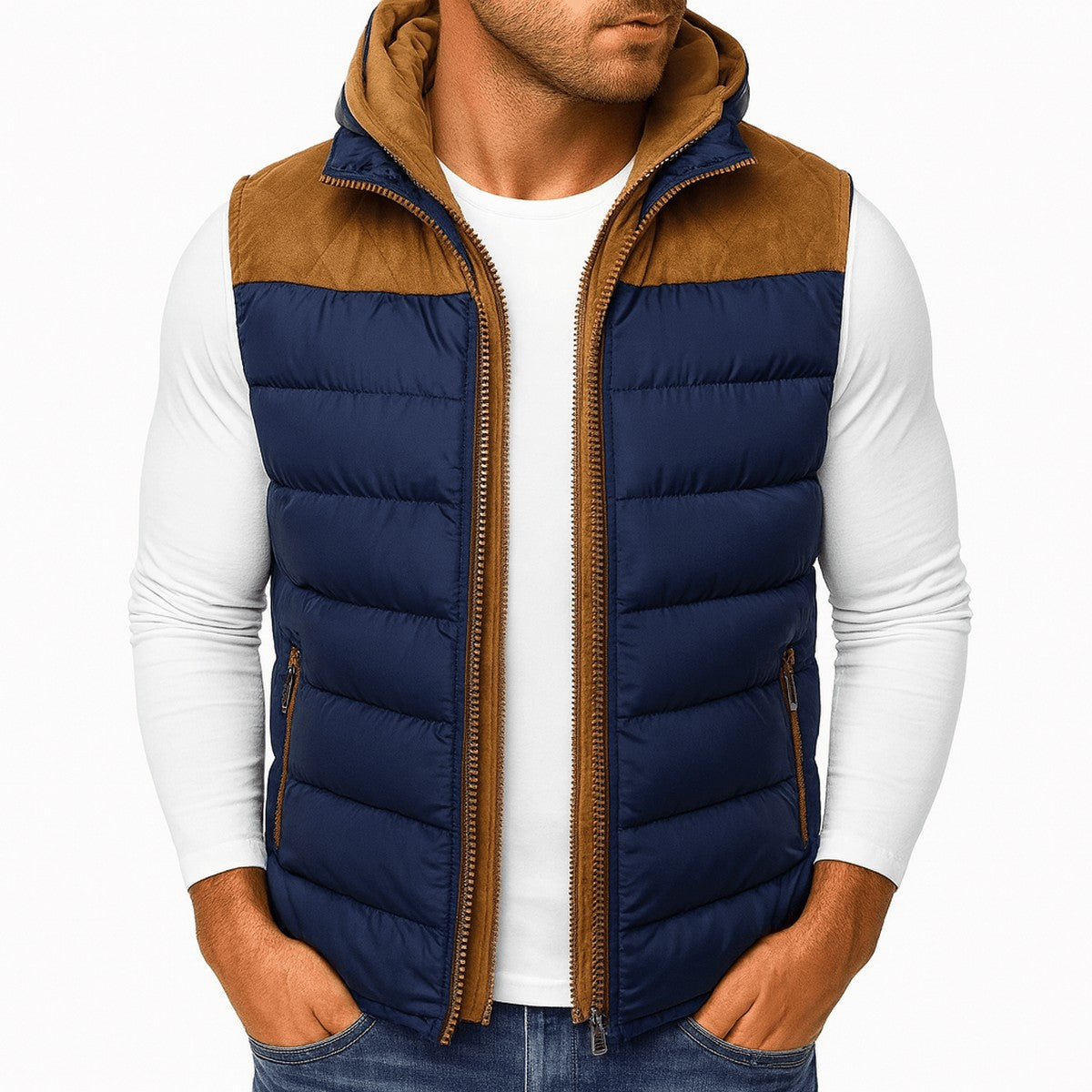 Men's Quilted Puffer Gilet with Removable Hood