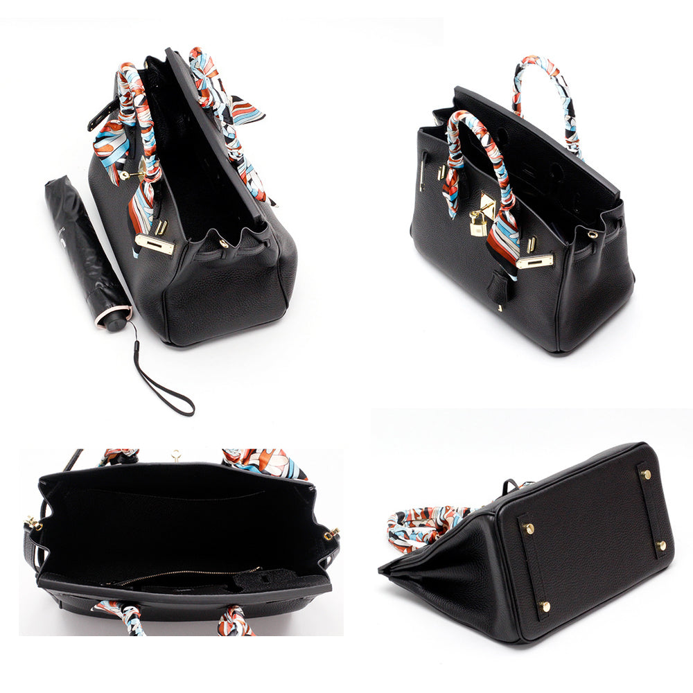 Top-Handle Tote Bag with Padlock Detail