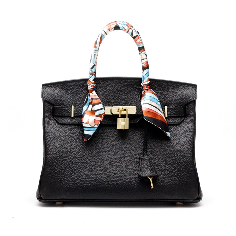 Top-Handle Tote Bag with Padlock Detail