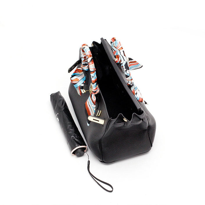 Top-Handle Tote Bag with Padlock Detail