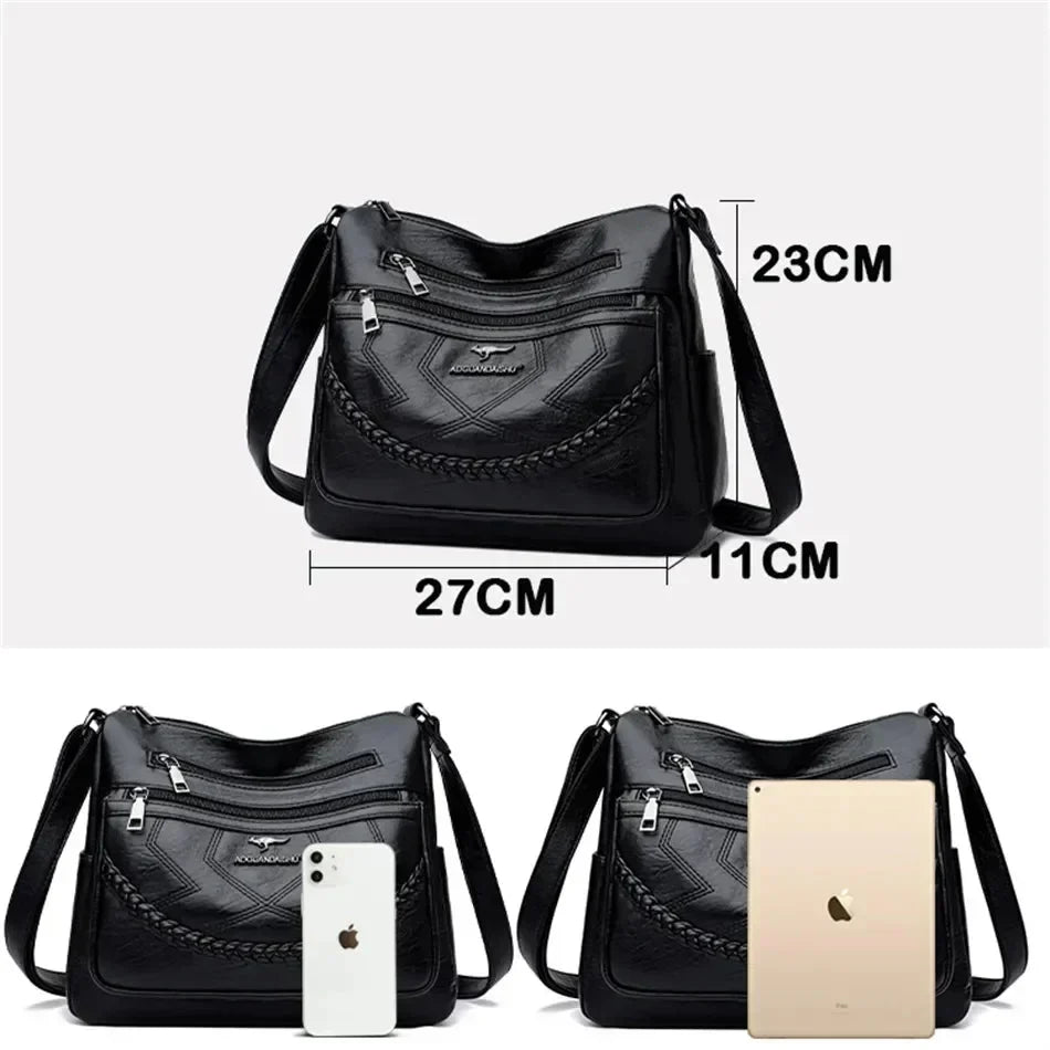 Sac bandoulière pour femme à poches multiples avec bandoulière réglable