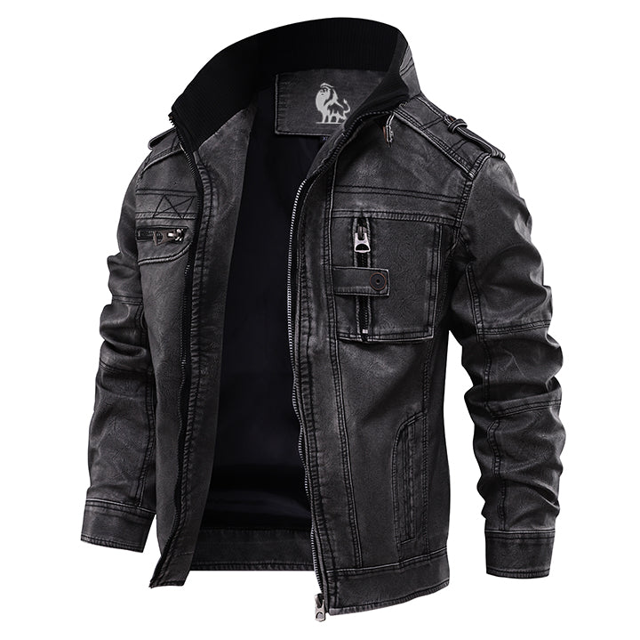 Men's Vintage Faux Leather Biker Jacket
