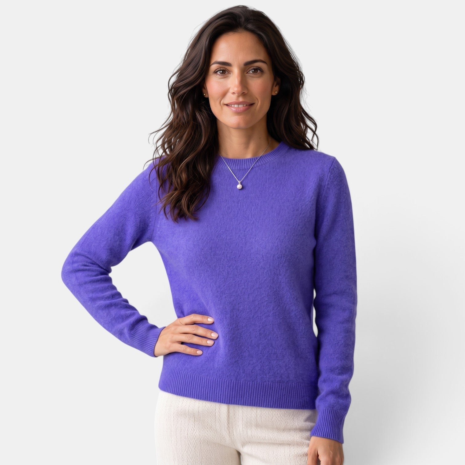 Pull doux en maille à col rond pour femme