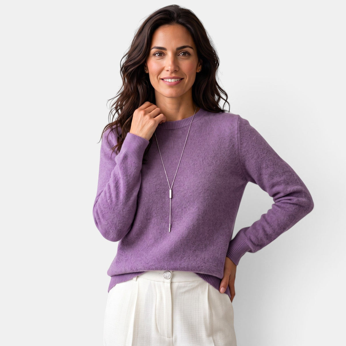 Pull doux en maille à col rond pour femme