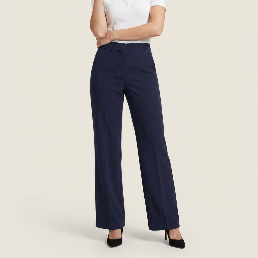 Pantalon de tailleur droit taille haute pour femme