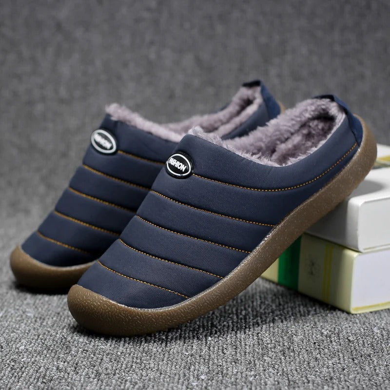 Quilted Slippers with Faux Fur Lining