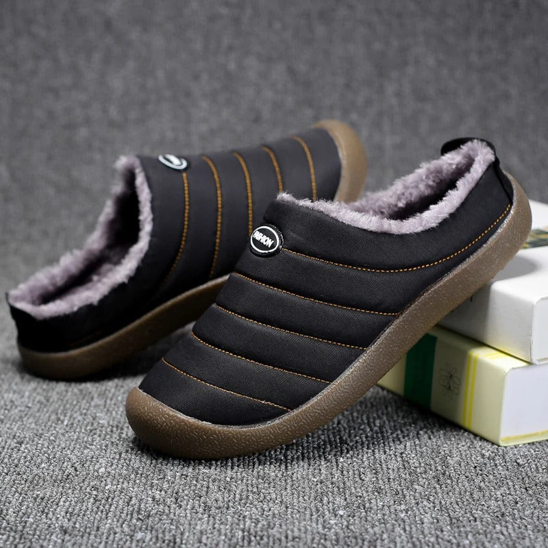 Quilted Slippers with Faux Fur Lining