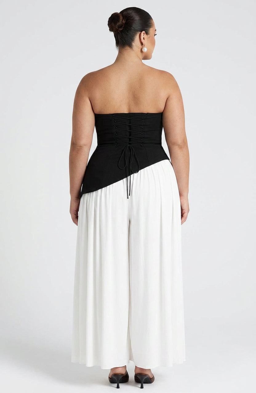 Women’s Strapless Maxi Dress with Asymmetric Waist & Split