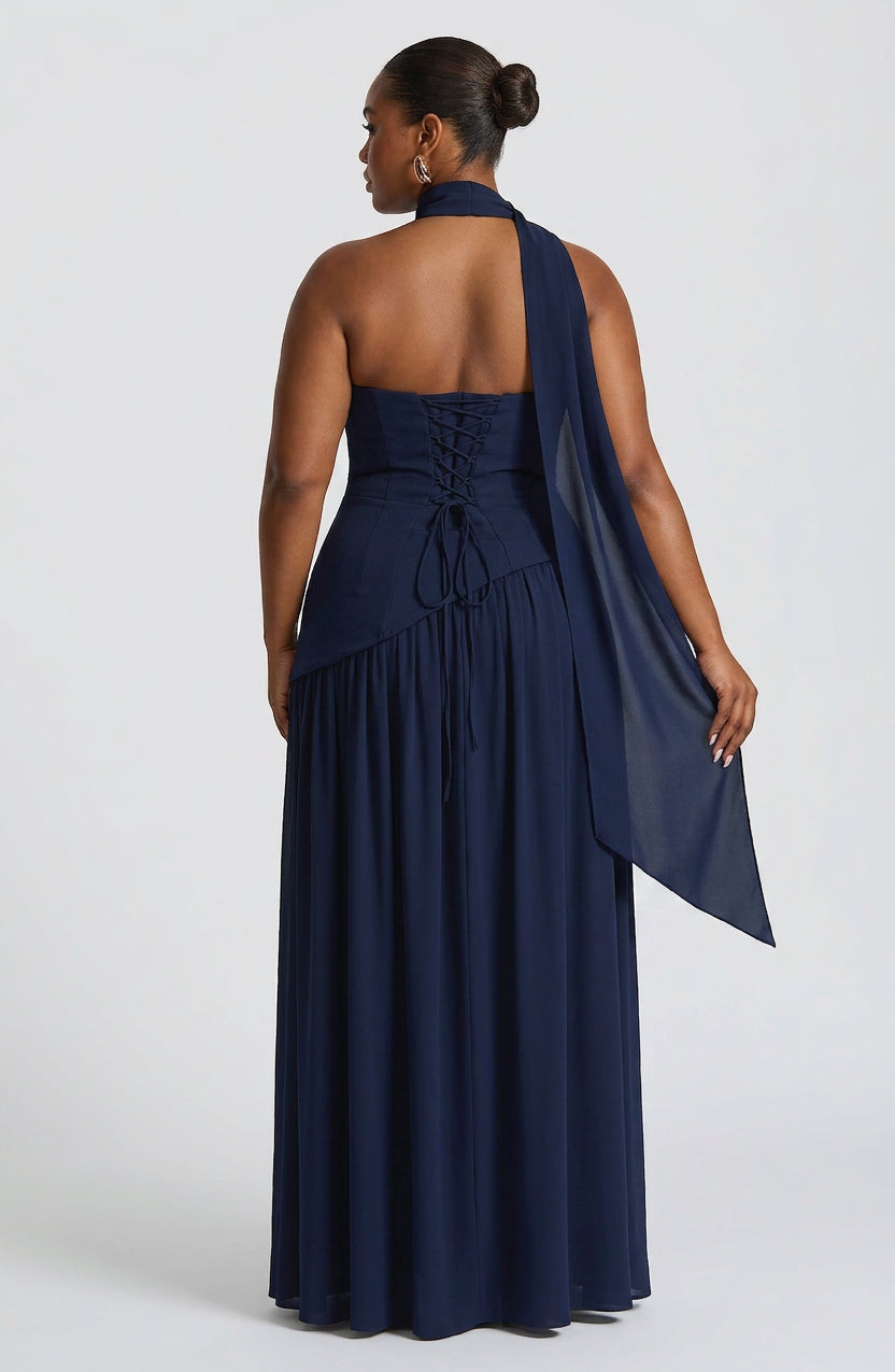 Women’s Strapless Maxi Dress with Asymmetric Waist & Split