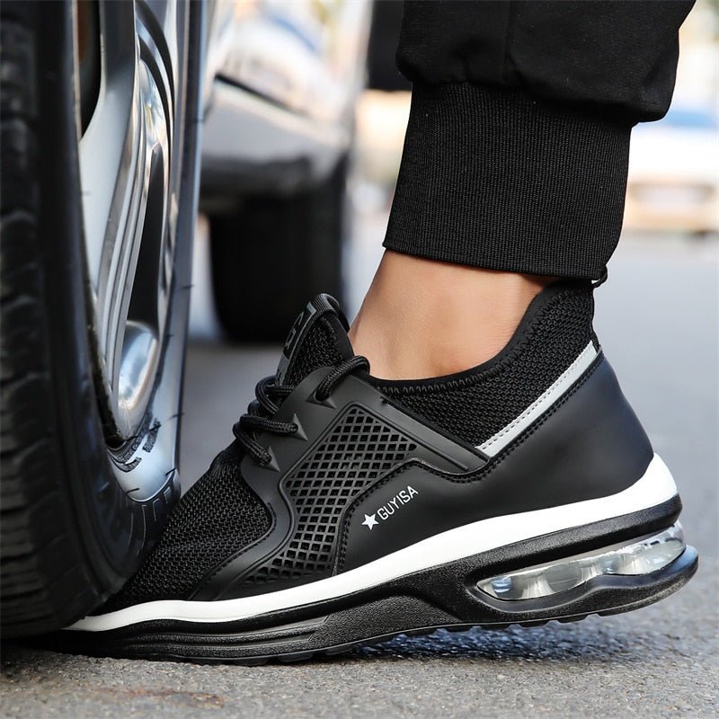 Mesh Trainers with Air Cushion Sole and Lace-Up Front
