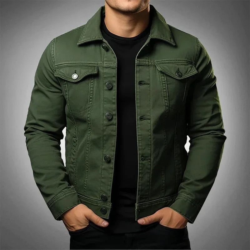 Denim Trucker Jacket with Flap Pockets