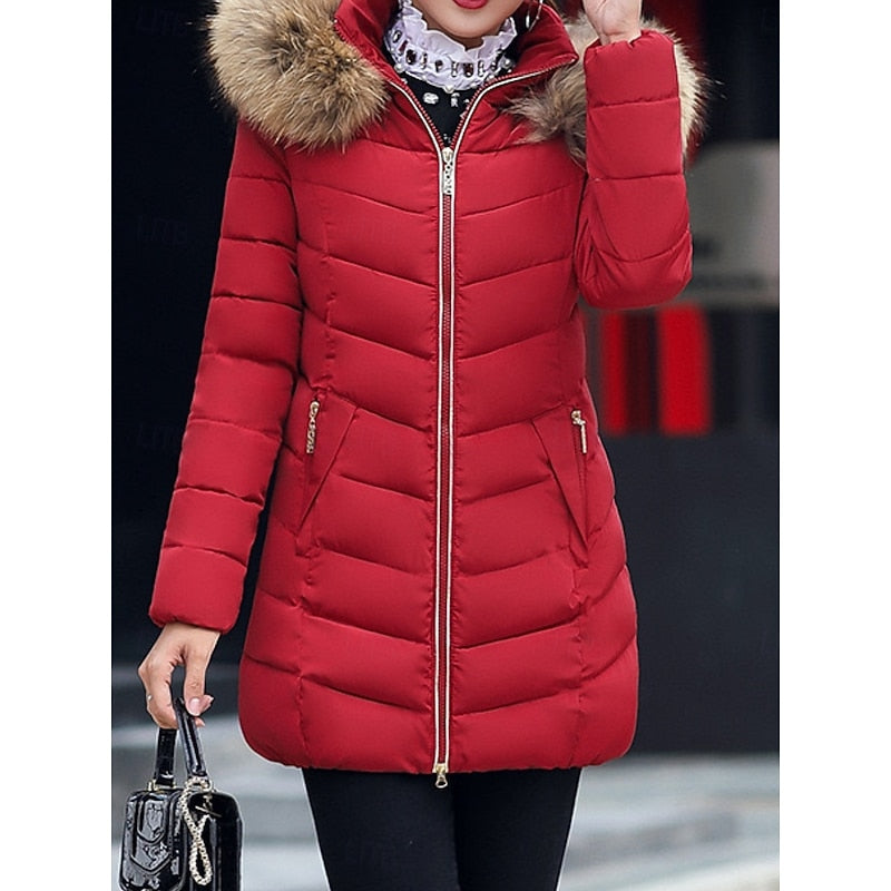 Parka matelassée pour femme avec capuche en fausse fourrure