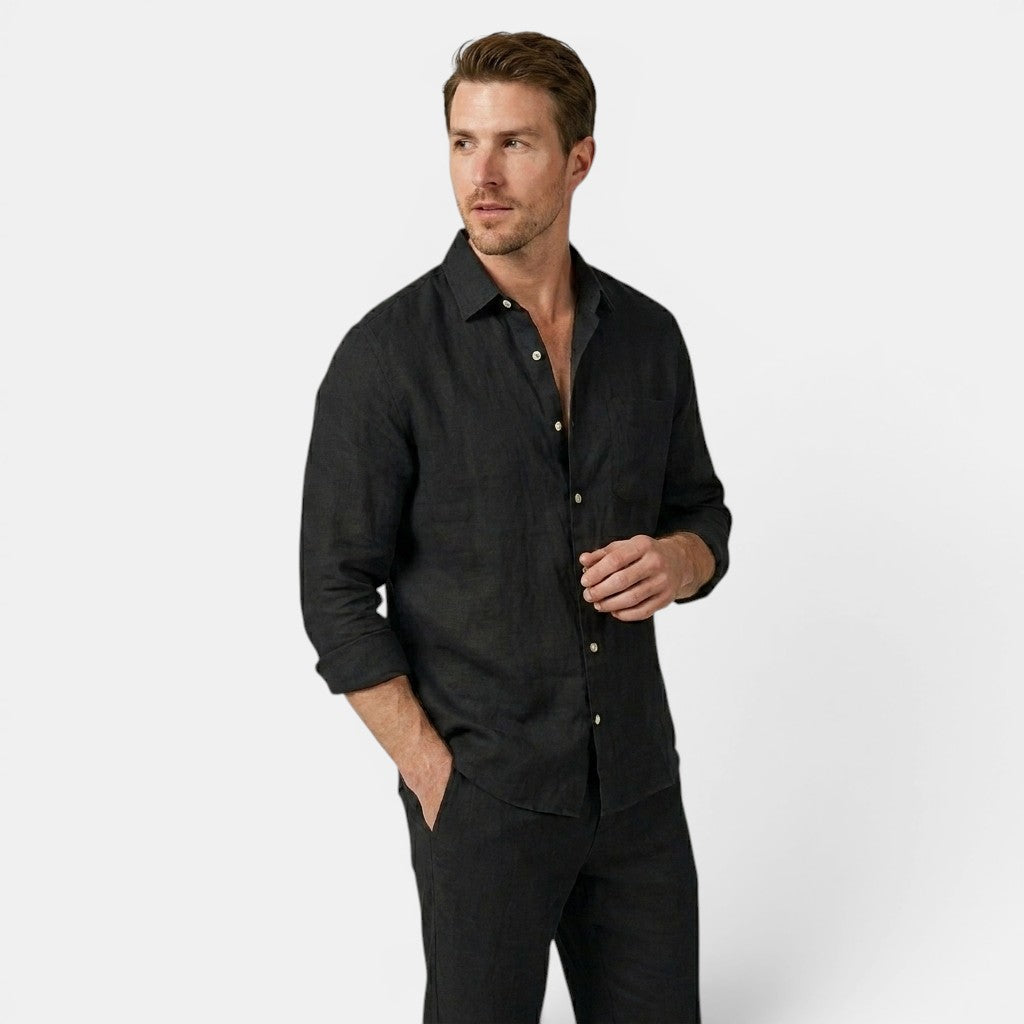 Linen Shirt and Trousers Co-Ord Set with Long Sleeves
