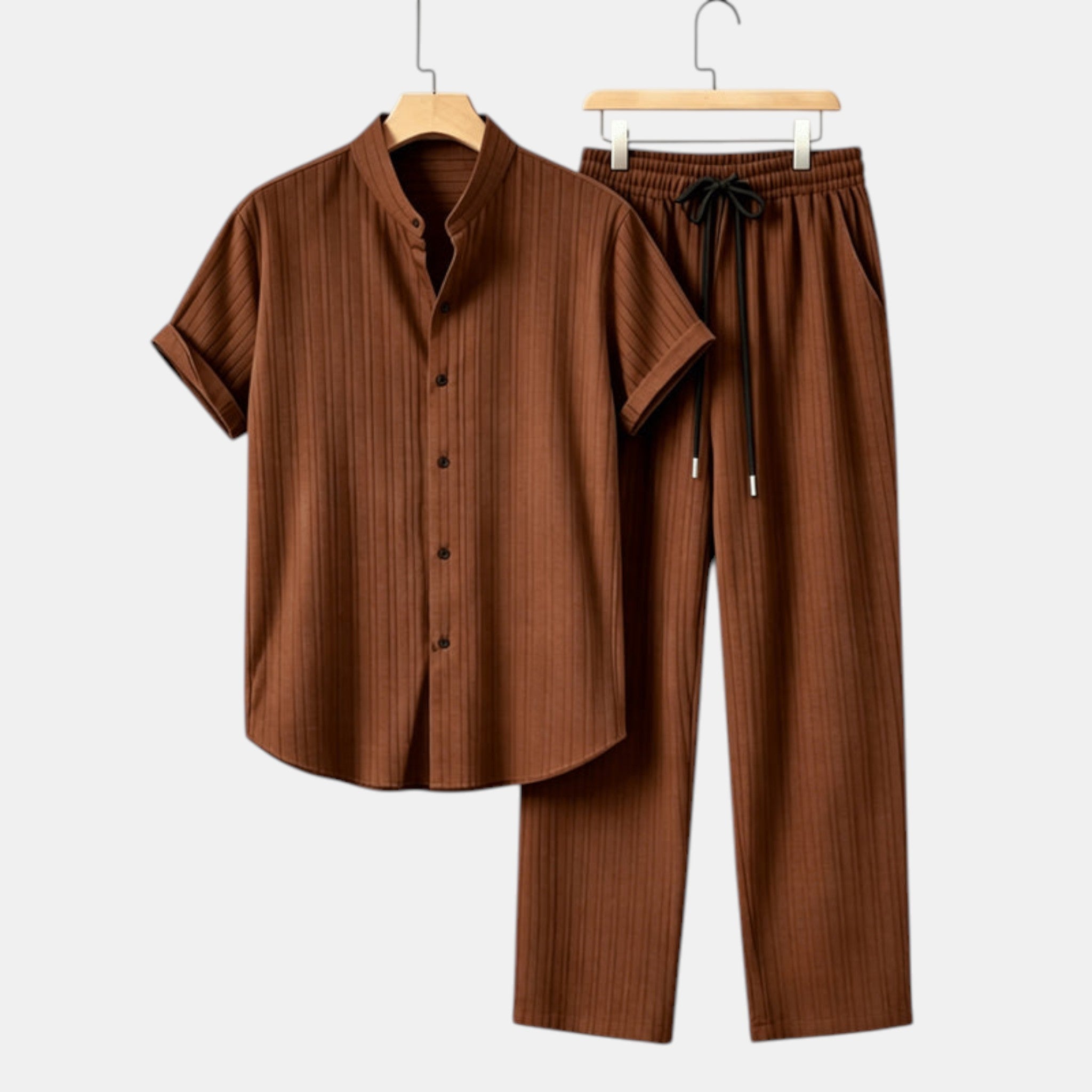 Textured Shirt and Trousers Co-Ord Set with Short Sleeves