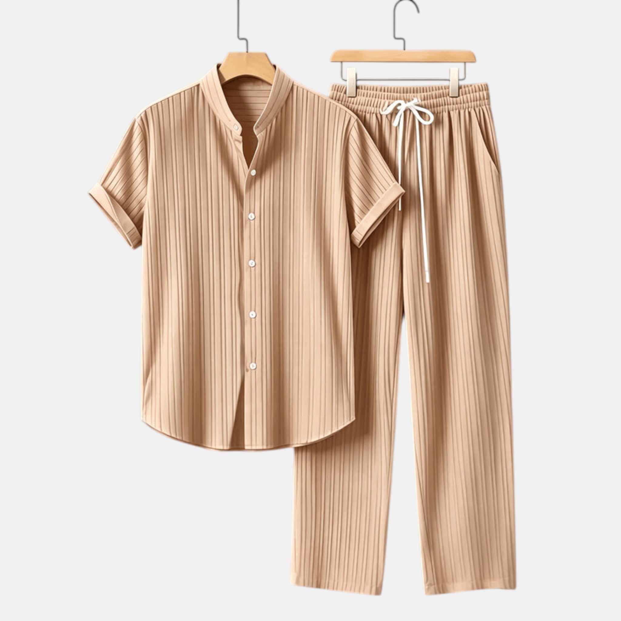 Textured Shirt and Trousers Co-Ord Set with Short Sleeves