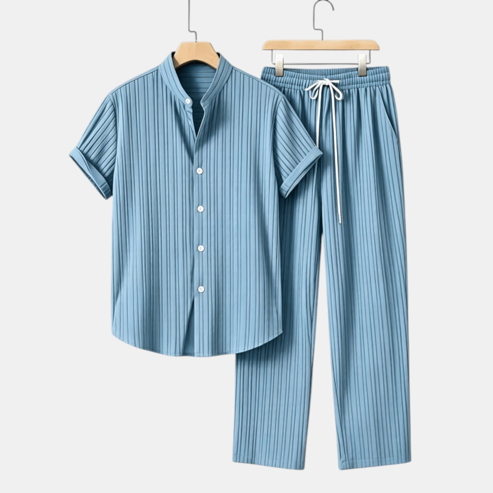 Textured Shirt and Trousers Co-Ord Set with Short Sleeves