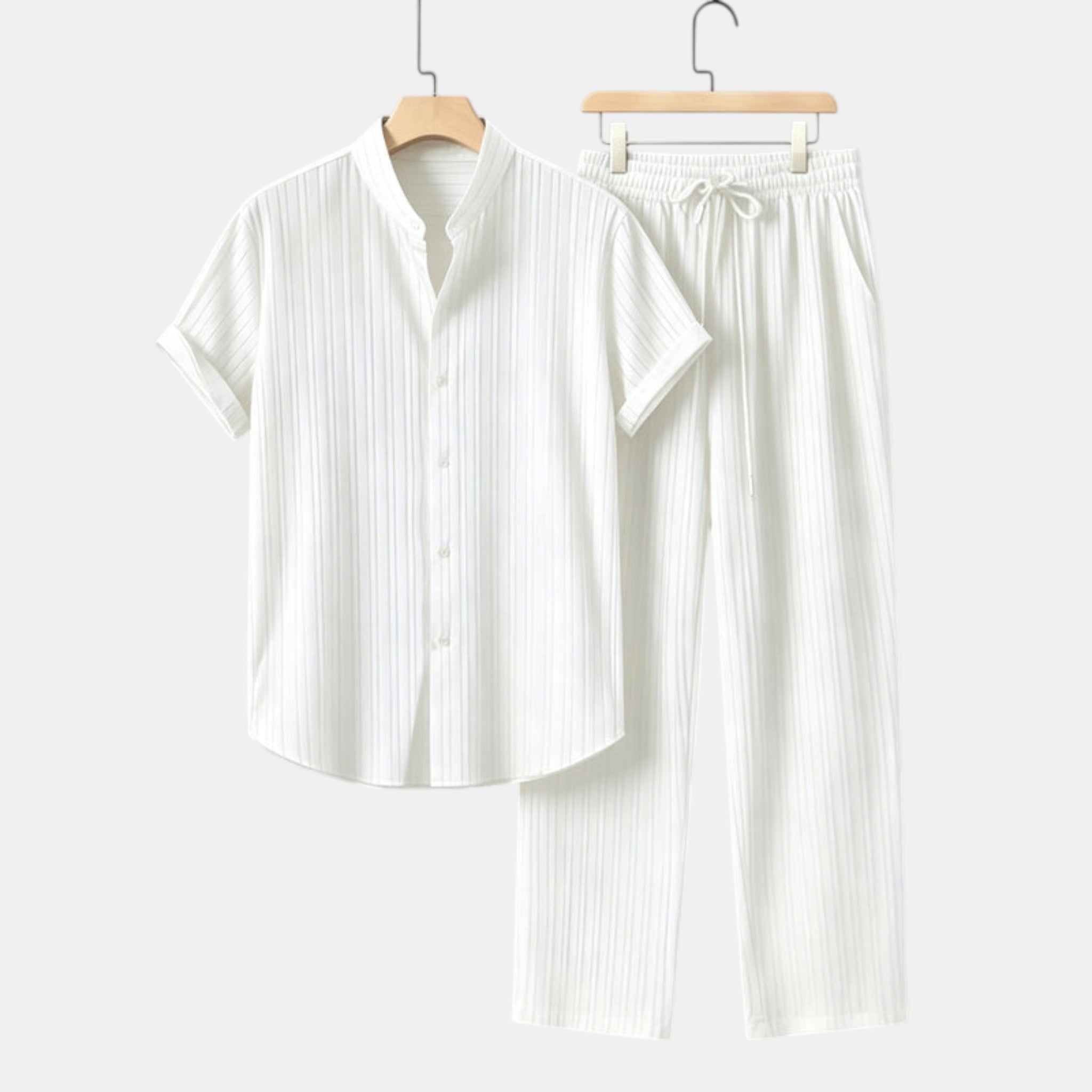 Textured Shirt and Trousers Co-Ord Set with Short Sleeves