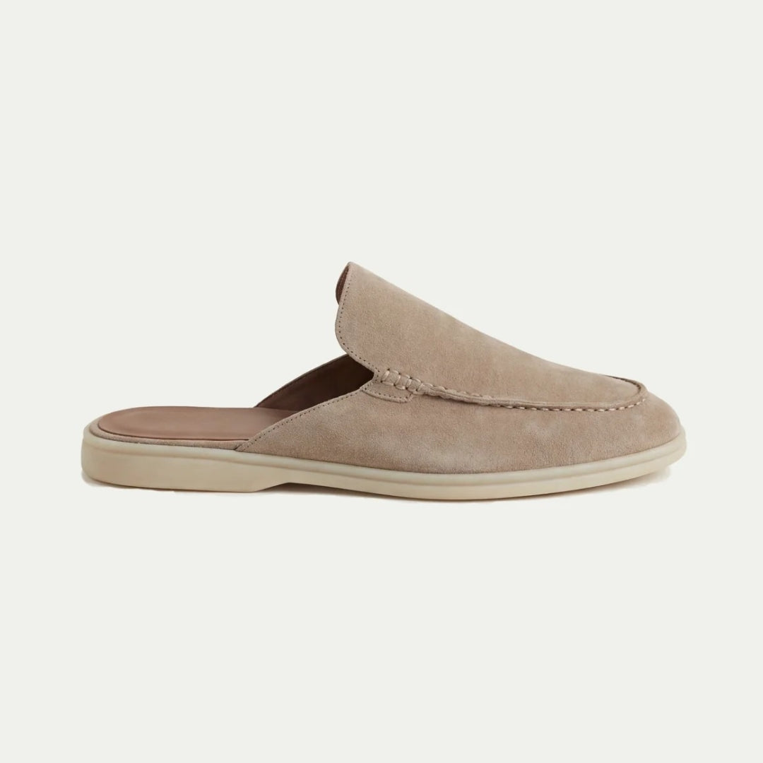 Men's Suede Mule Loafers with Backless Design
