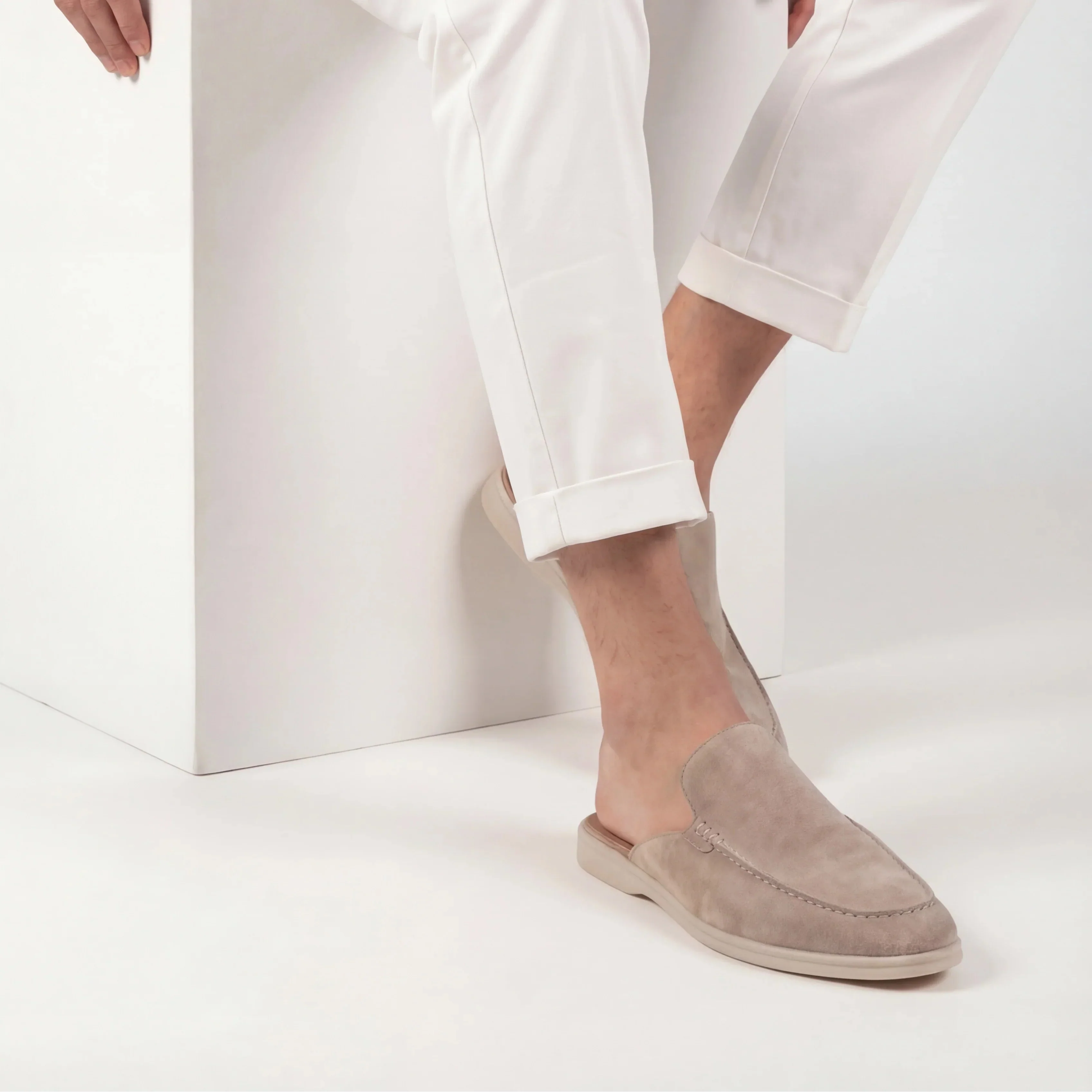 Men's Suede Mule Loafers with Backless Design