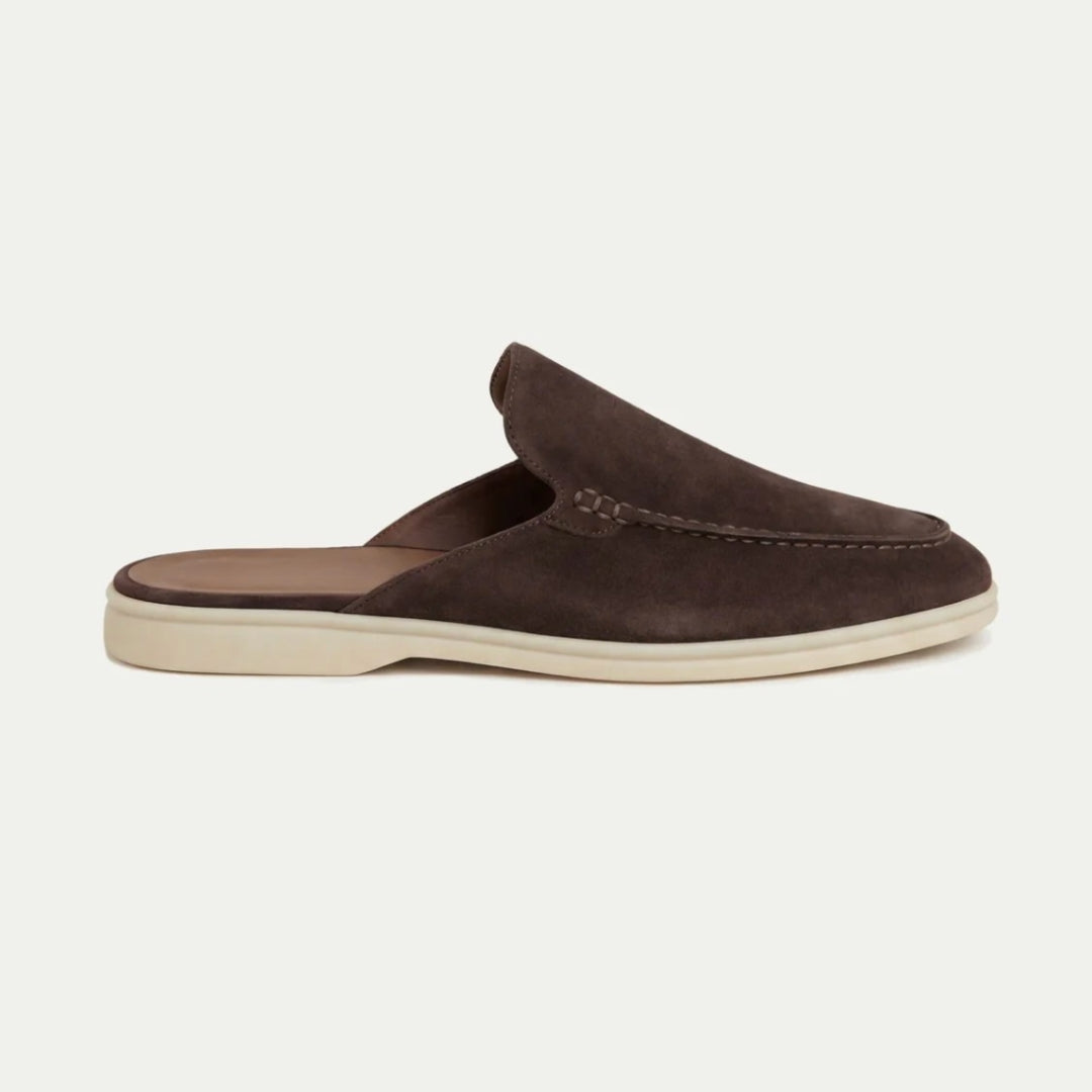 Men's Suede Mule Loafers with Backless Design
