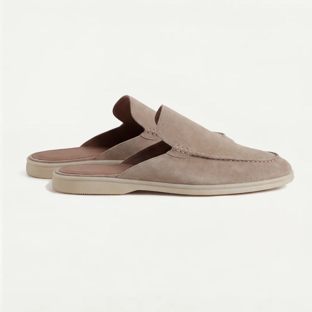 Men's Suede Mule Loafers with Backless Design