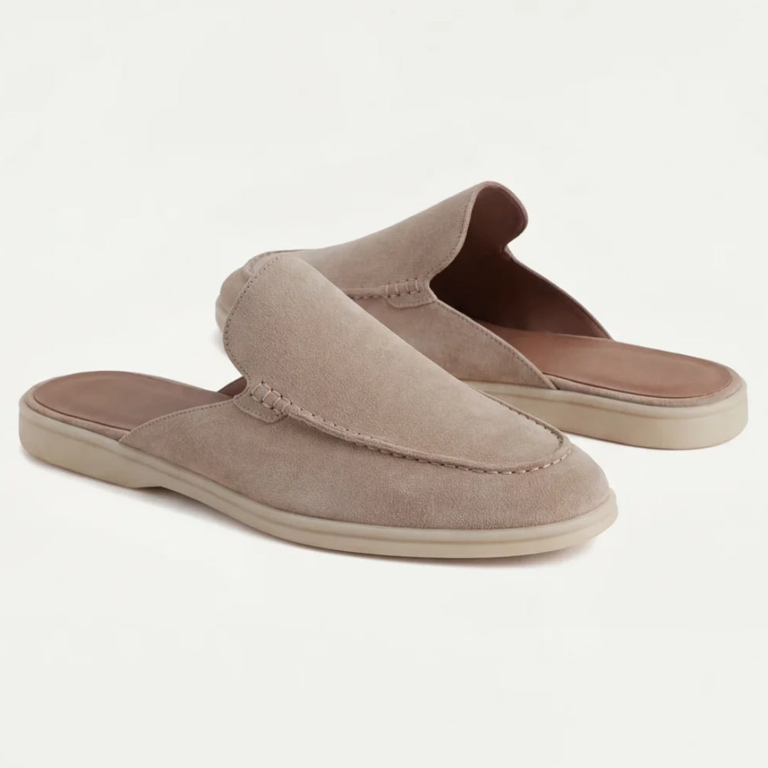 Men's Suede Mule Loafers with Backless Design