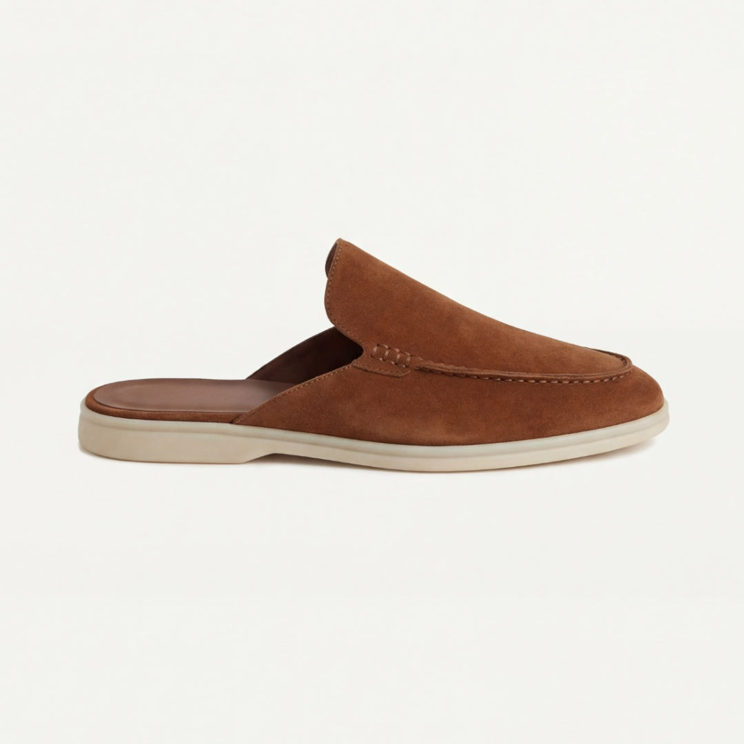 Men's Suede Mule Loafers with Backless Design