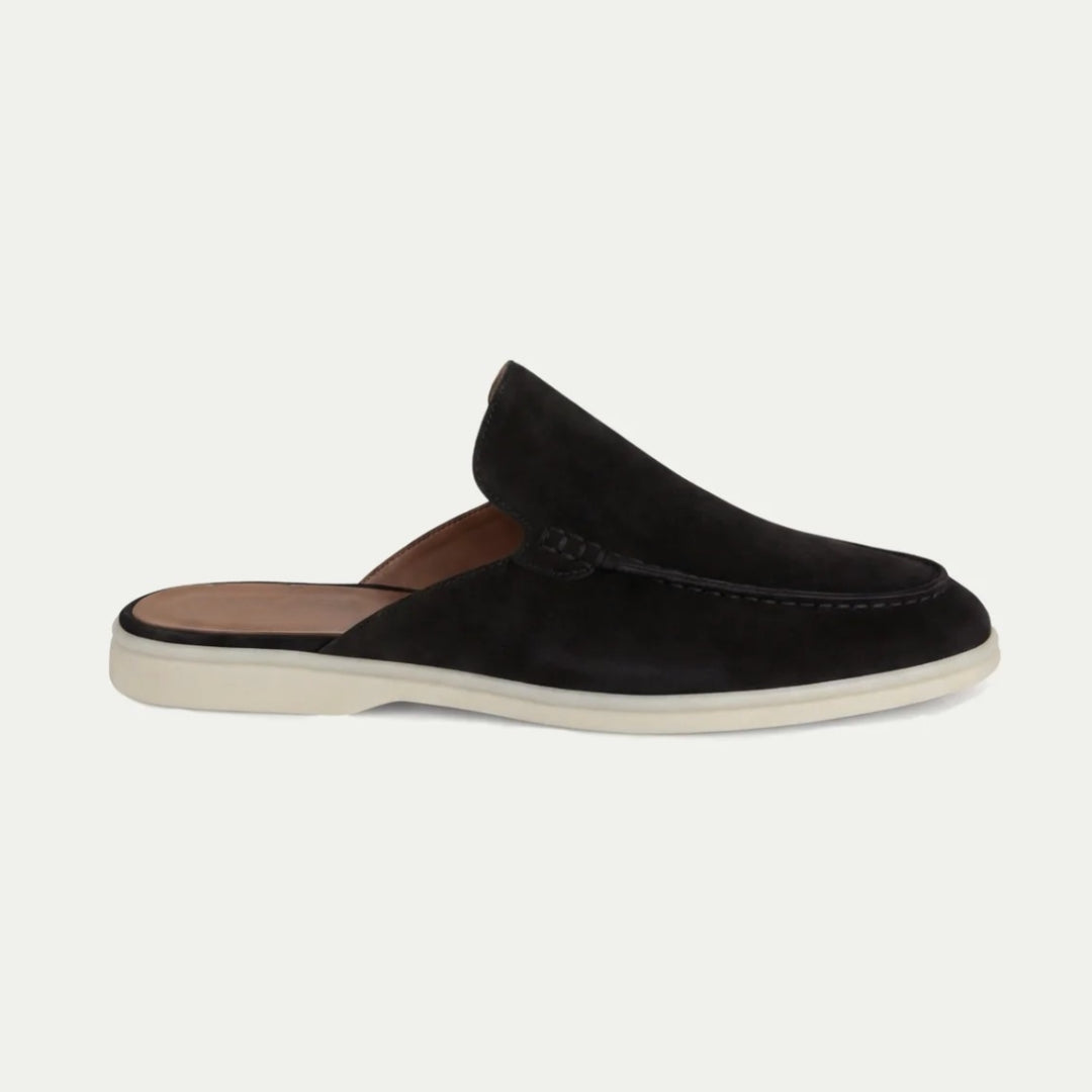 Men's Suede Mule Loafers with Backless Design