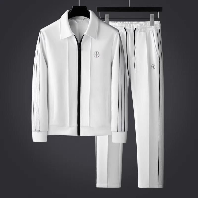 Ensemble de survêtement pour homme composé d’une veste zippée à col et d’un pantalon de survêtement