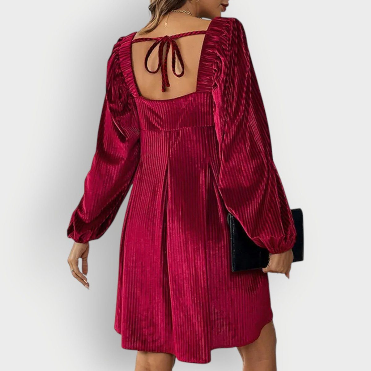 Robe courte plissée pour femme | Robe de soirée à manches bouffantes