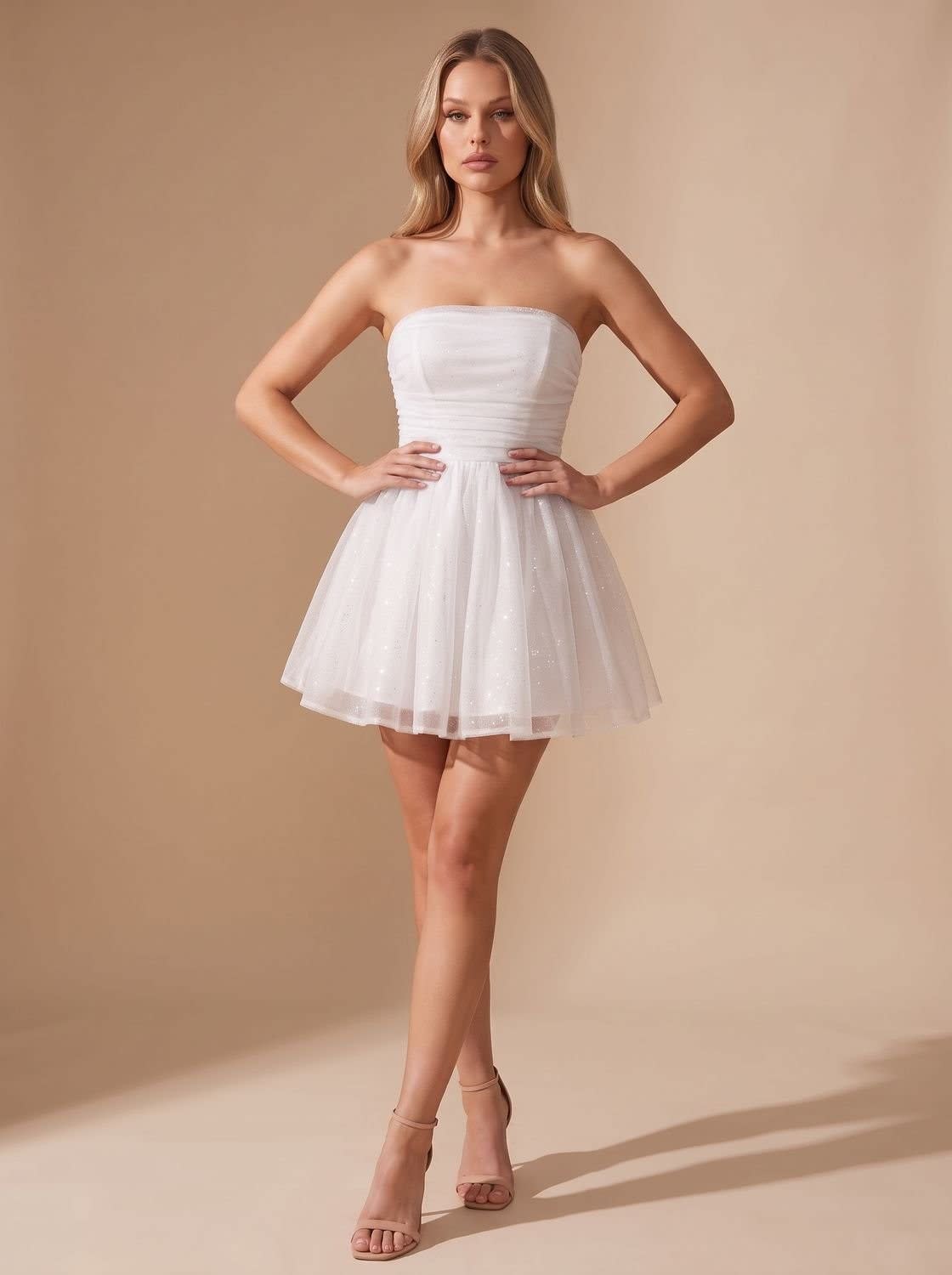Women's Strapless Glitter Mini Dress