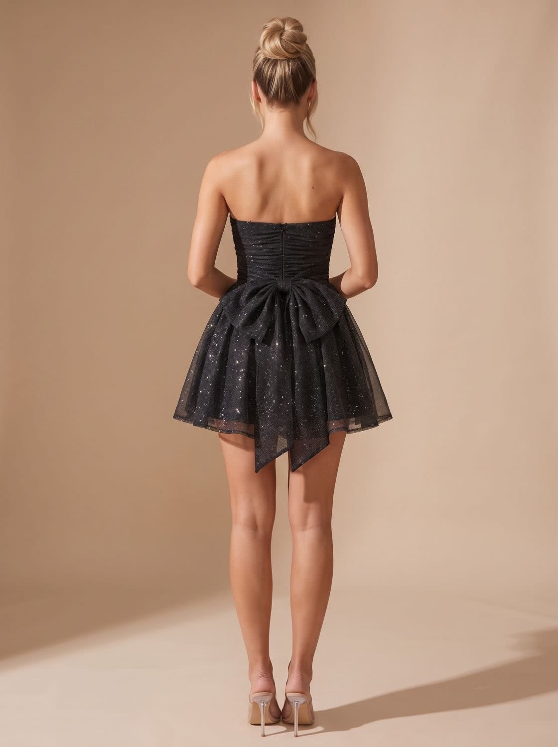 Women's Strapless Glitter Mini Dress