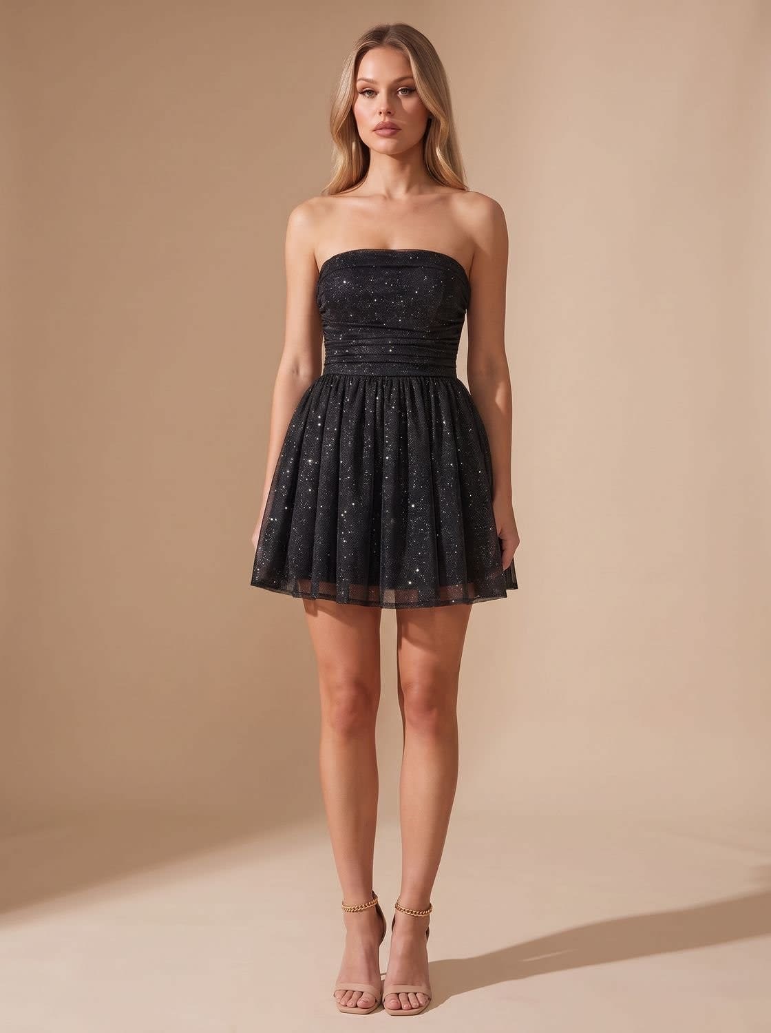 Women's Strapless Glitter Mini Dress