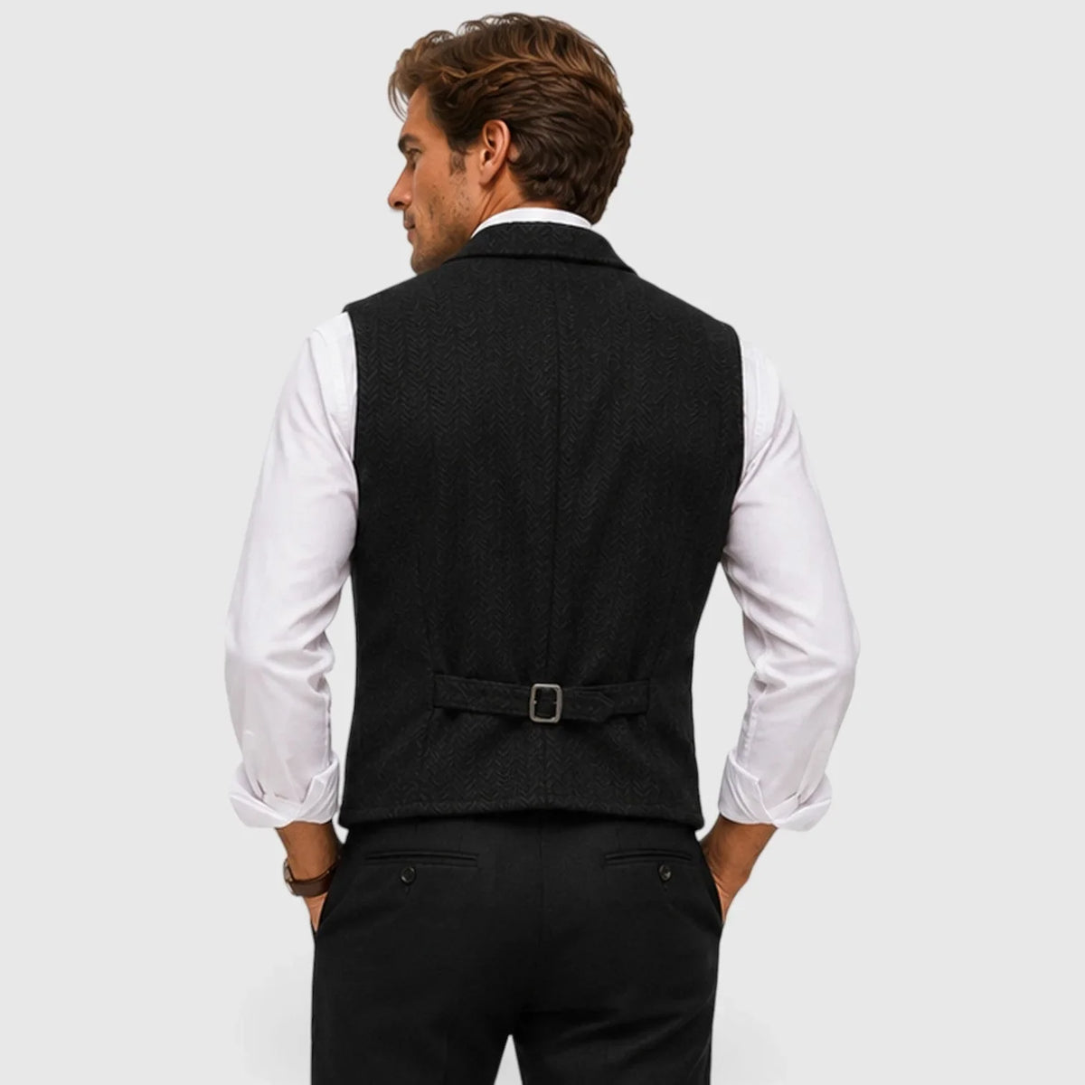 Gilet ajusté pour homme | Gilet en mélange de laine à chevrons