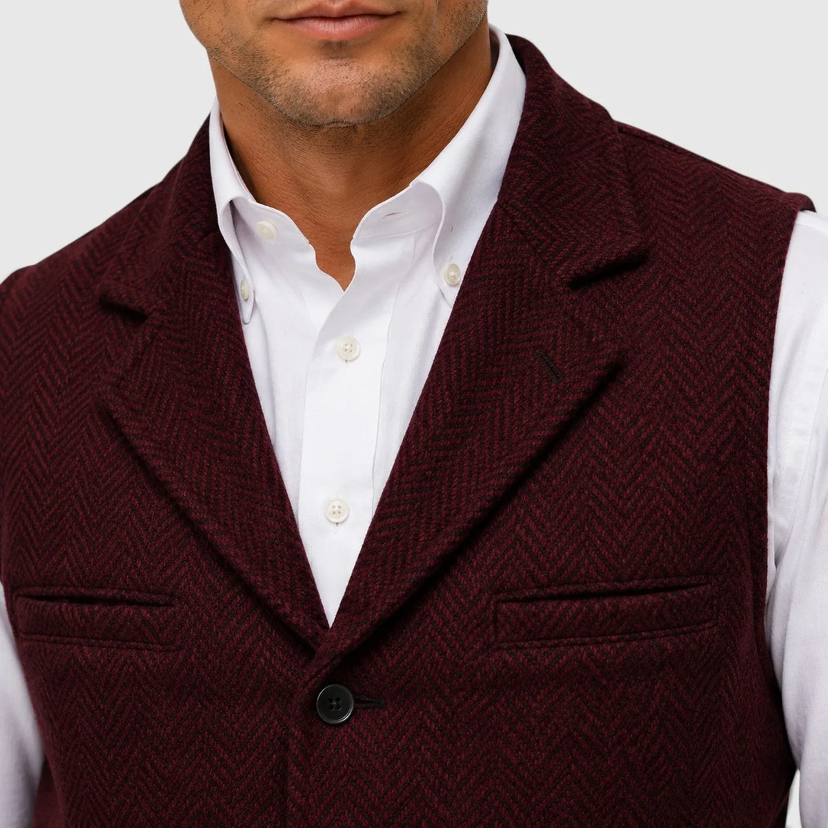 Gilet ajusté pour homme | Gilet en mélange de laine à chevrons
