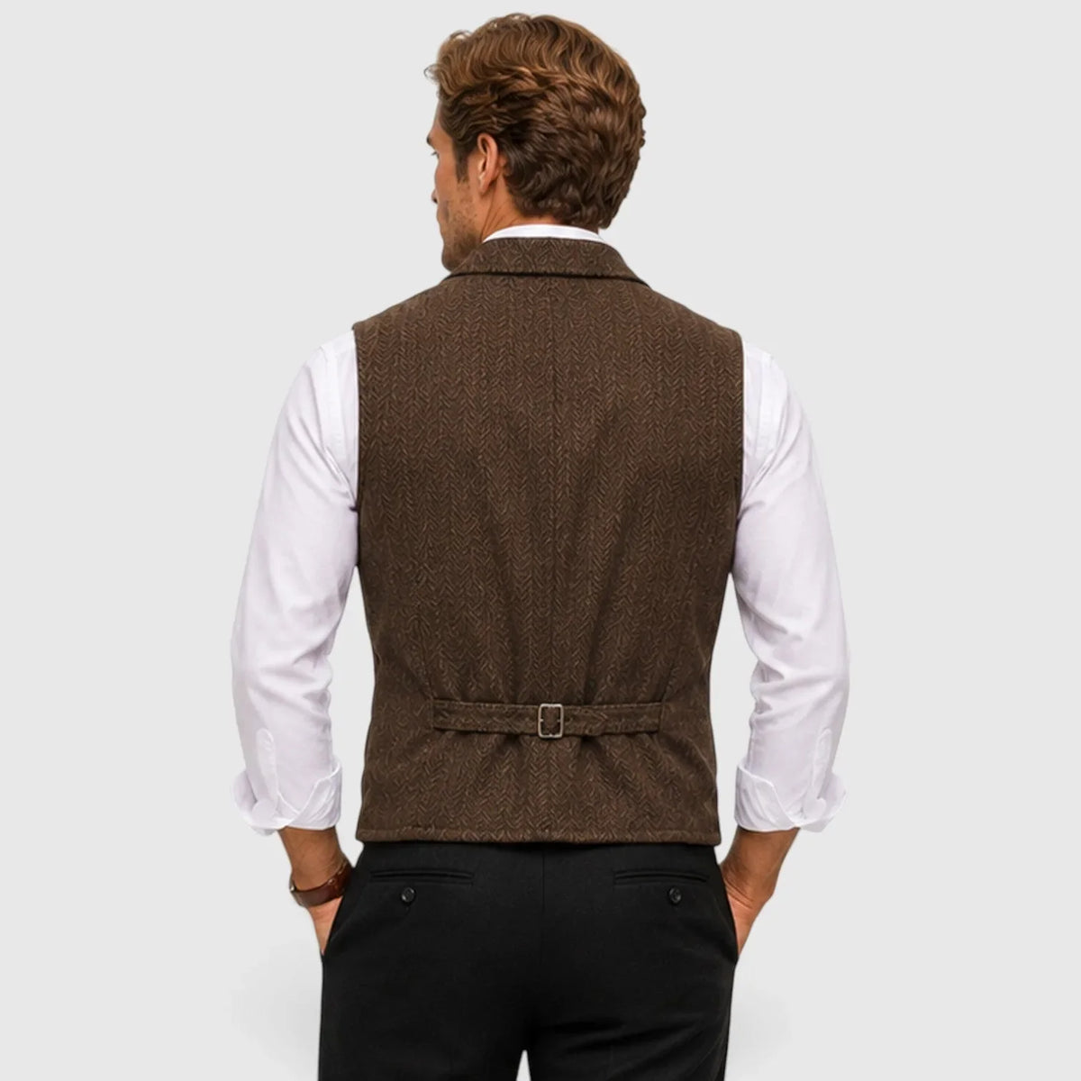 Gilet ajusté pour homme | Gilet en mélange de laine à chevrons